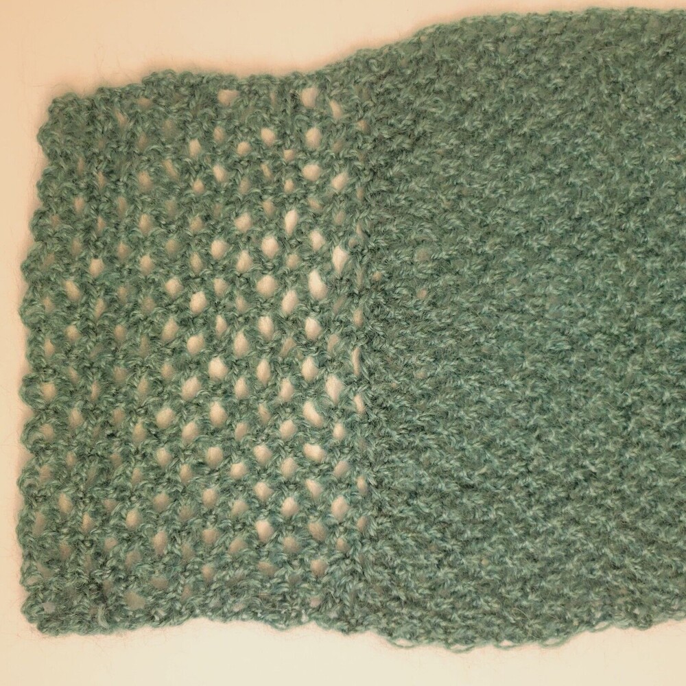 Handmade Knitted Green Retro Style Scarf With Handcrafted Colorful Flower Pin - Picture 11 of 11